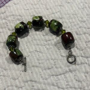 Elegant Green and Brown Beaded Bracelet